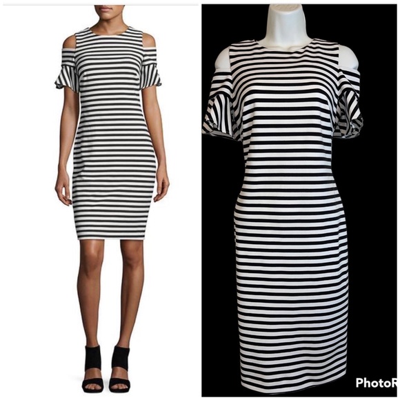 Calvin Klein Dresses & Skirts - Calvin Klein Striped Cold-shoulder Sheath Dress